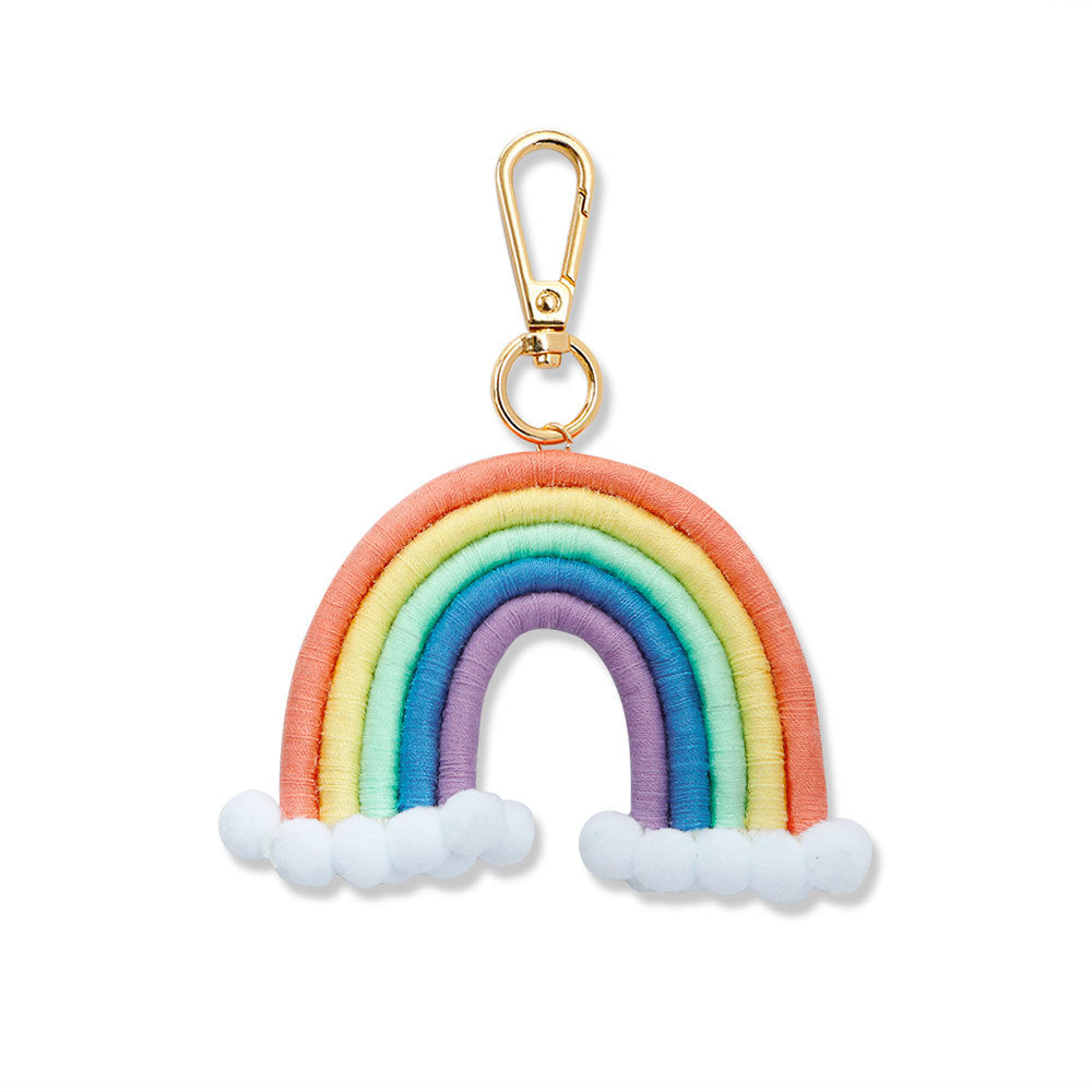 Wholesale Boho Style Handwoven Rainbow Alloy Keychain